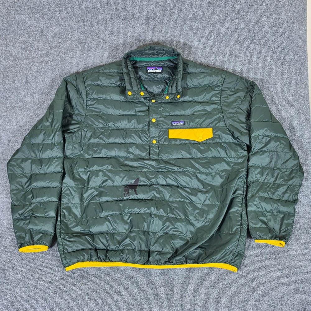 Patagonia Mens XXL Down Snap-T Pullover Jacket Green Yellow Style 27246 FA16